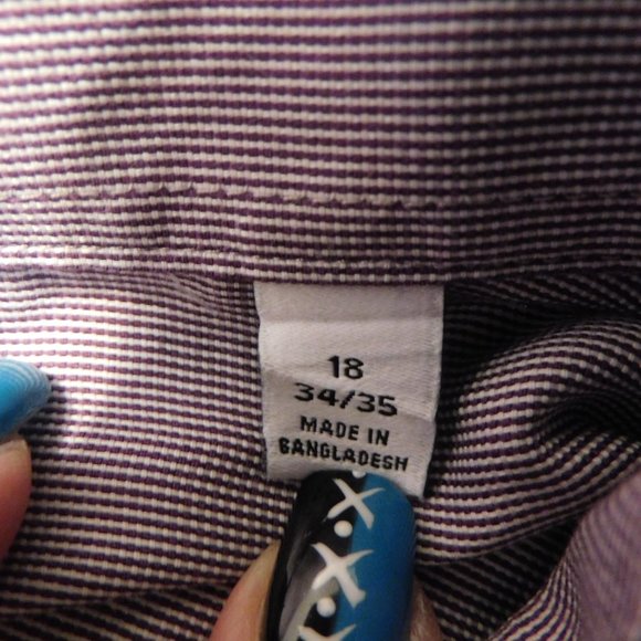 Calvin Klein Men's Dress Shirt Purple 18 - Picture 4 of 6